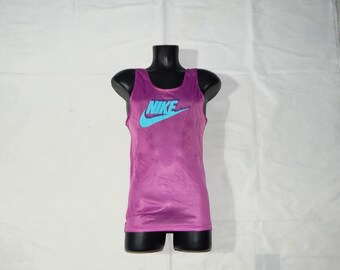 NIKE Vintage 80s Made in UK  Adults' Training Sport crew Neck Sleeveless  Jersey Shirt . Label Size: M. Purple