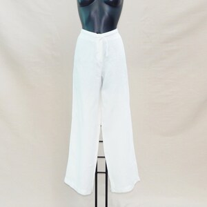 COCONUDA Vintage 2000er Jahre Ausgezeichnete hochwertige italienische Mode Reines Leinen Damen Hohe Taille Hose. Etikettengröße: It-46. Weiß
