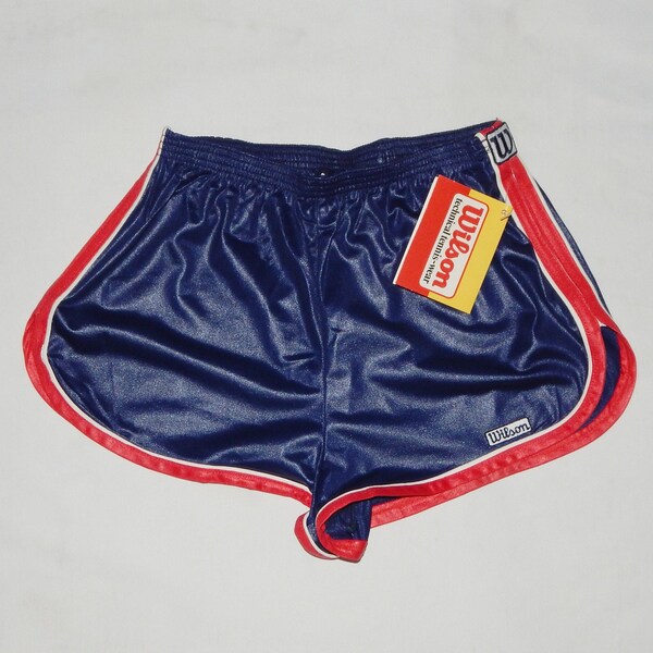 WILSON Vintage 90s Made in Italy Rare New With Tags Running Tennis Short Shorts. Label Size: 42. Blue/Red