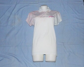 FILA Vintage 90s Made in Italy Rare Women's Tennis Golf Polo Shirt. Label Size IT42, US12, UK 8, Us 6. White/Pink