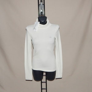 LACOSTE Vintage 90s/2000s New With Tags Women's Cool Roll neck Stretch Fit Long Sleeves Cotton Shirt. Label Size: 38. White