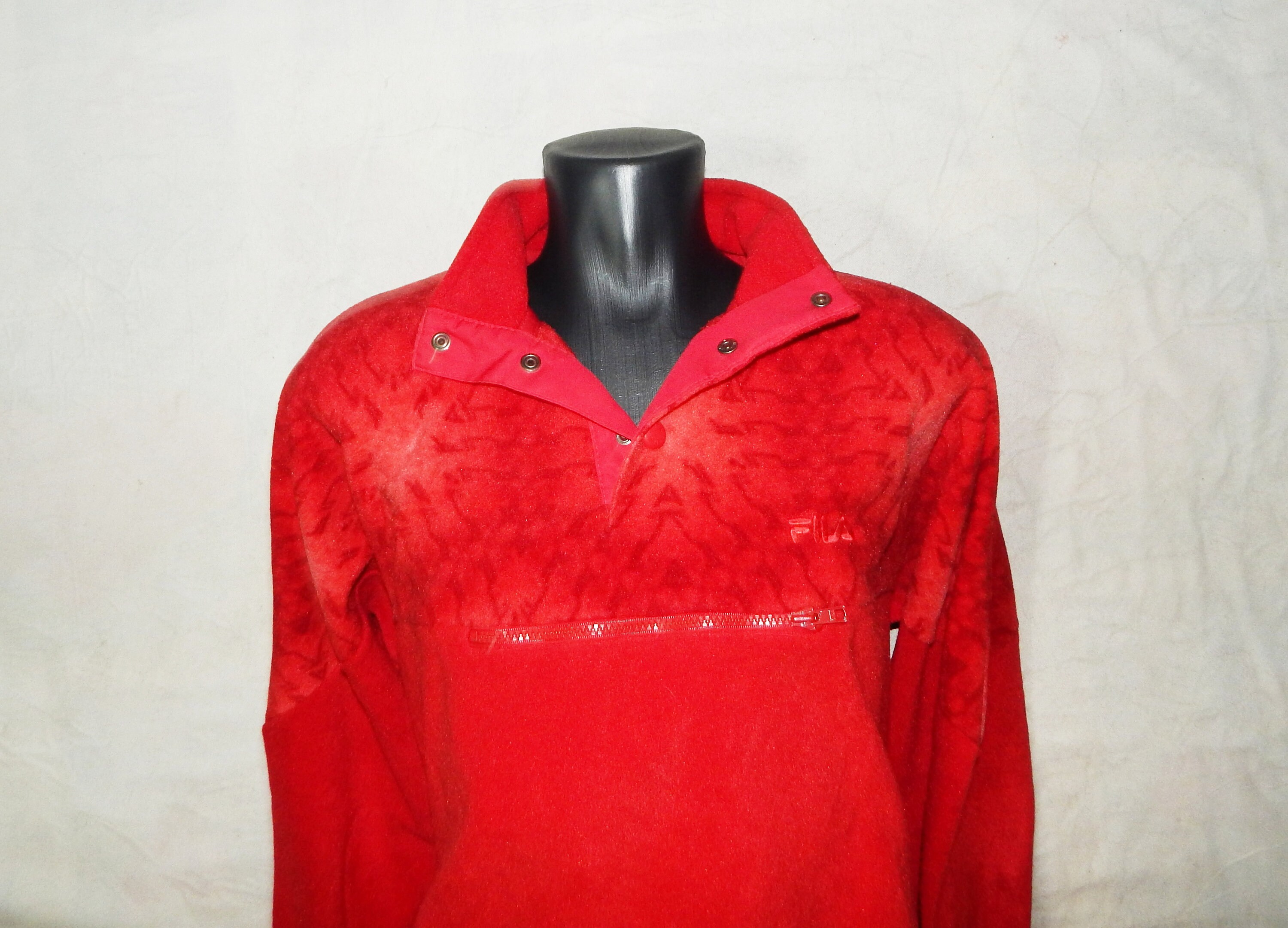 Image of Fila Vintage 90S Rare Men's Winter Ski Thermal Fleece. Size It50, Uk40, Us-M, Red
