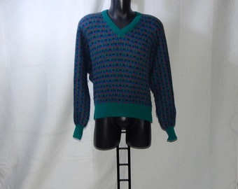 FILA Borg Rare Vintage 70s to 80s Adults' Tennis Golf Woll long sleeve wool Jumper Sweater . Size IT44, UK 10, US 8. Multicolour