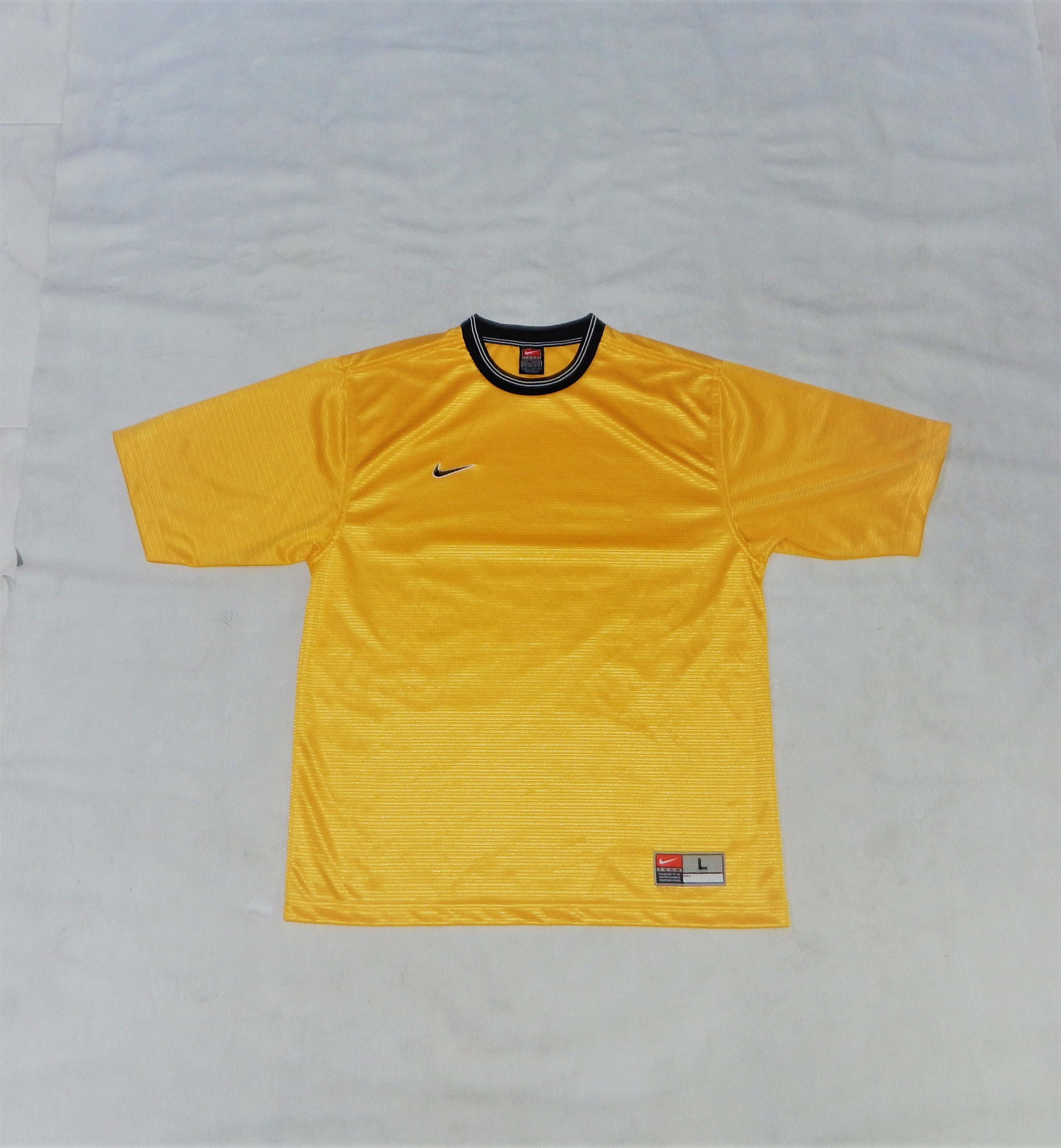 Vintage Nike Blank Soccer Jersey Shirt 90s Made In Usa Yellow Sz