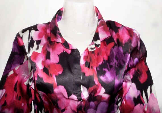 Liu-Jo Italian Design and Quality Vintage Rare Pure Silk Floral Blouse Shirt, Size 40-IT, 8/10.uk