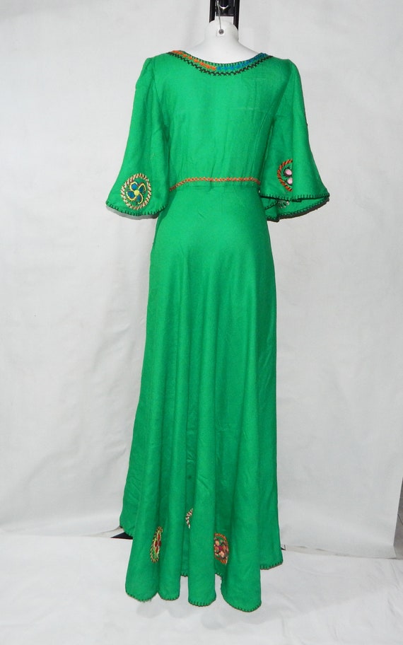 Ethnic Vintage Maxi Light Wool Dress Short Bell S… - image 6