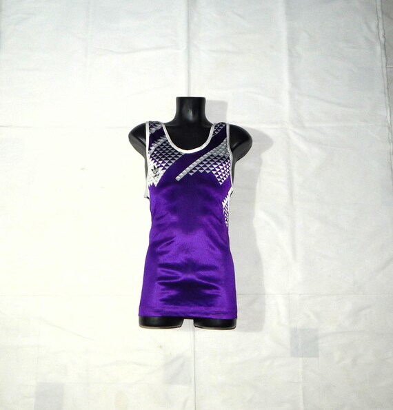 ADIDAS Vintage 80s Trefoils Made in Uk rare Adults' Training Running Sport Light Weight Vest. Size 4/5, Purple, white, grey