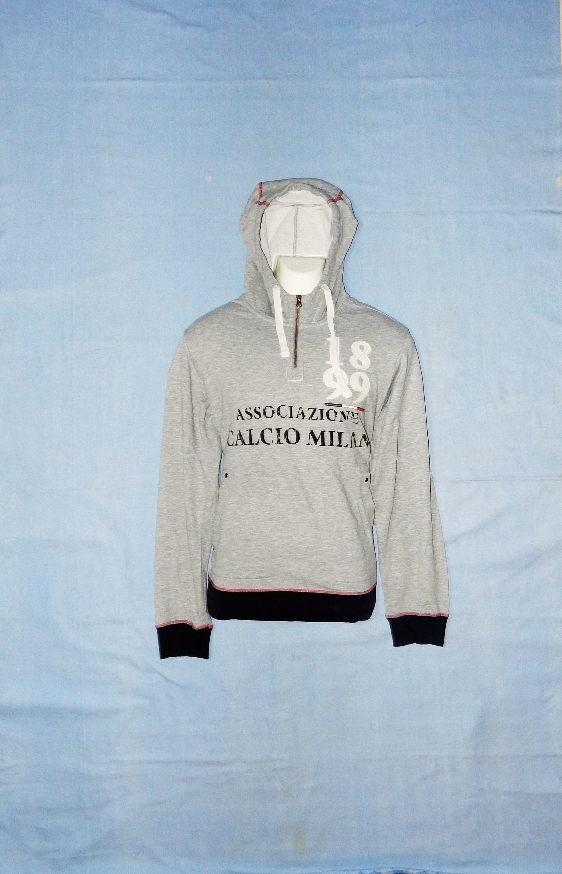 Image of Milan Ac 1899 Men's Hoodie Cotton Sweat Shirt, Size L , Grey