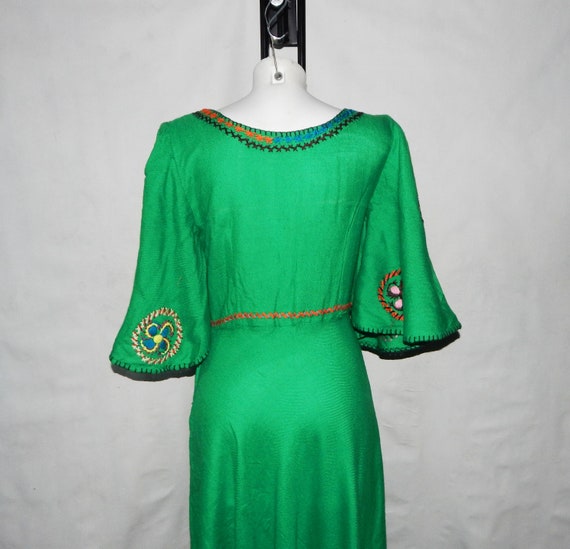 Ethnic Vintage Maxi Light Wool Dress Short Bell S… - image 4