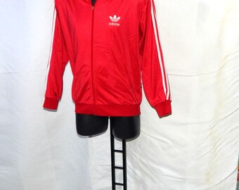 トップス adidas 90s Track JKT- Beige x Red ADIDAS jacket, vintage full zip track top, 90s hip hop