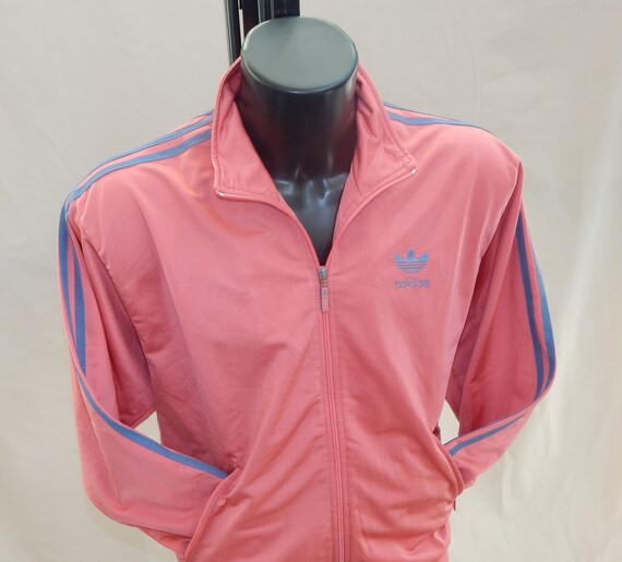 ADIDAS Vintage 80s Adults' Sport Football Tracksuit Top Jacekt . Label Size D 3, GB 34/36 , US S. Pink/ Blue View 4