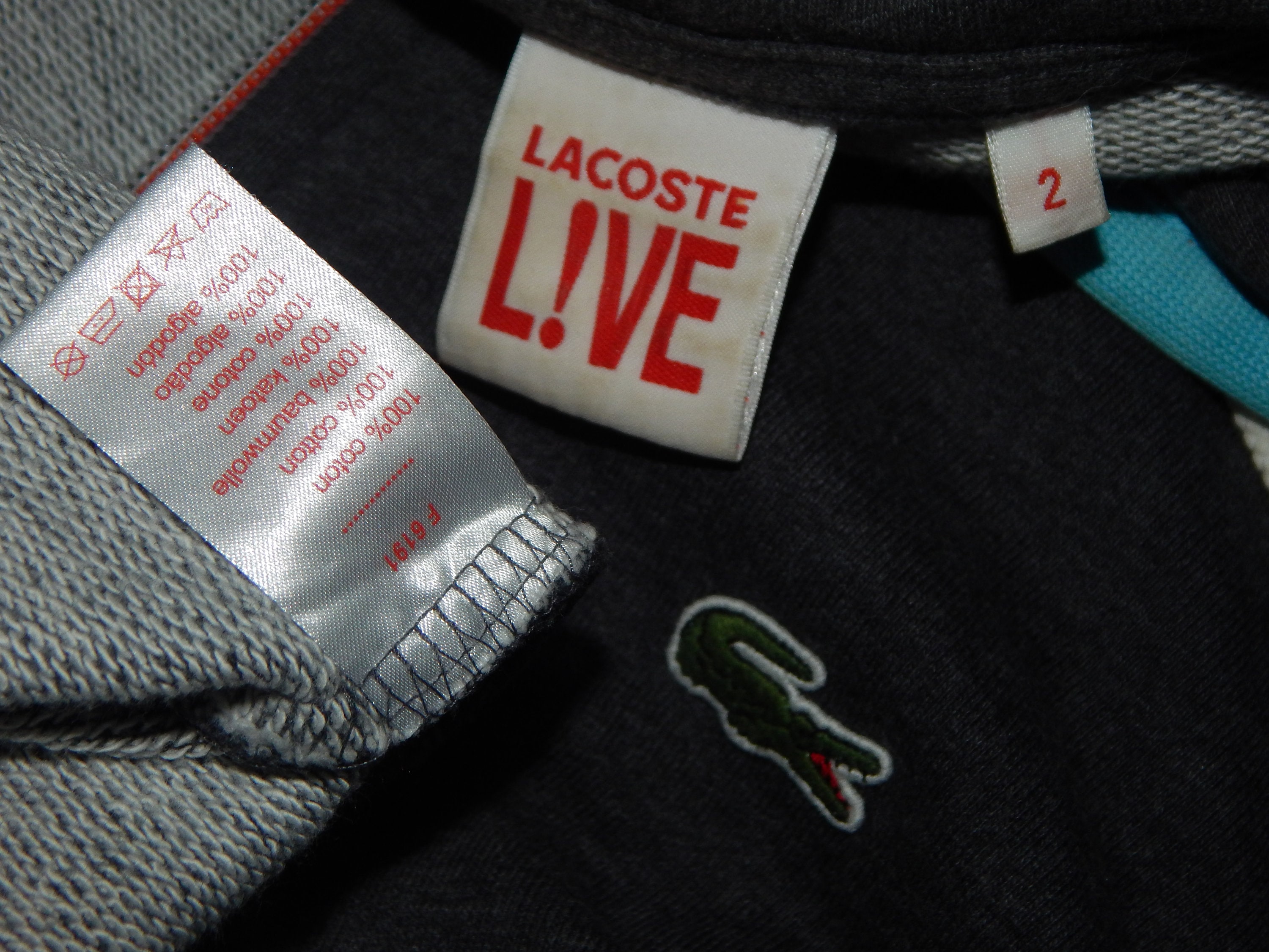 Lacoste LIVE Vintage 90s Adults Hooded Sweat Shirt. Label Size 2