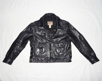Diesel Vintage Rare Women&#39;s Real leather Biker Jacket . Label Size M.Black