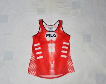 FILA Vintage 90s Rare Amazing Men's Running Training Sport Vest. Label Size D40, It 46/48, Uk-L, USA-L. Red/white/blue