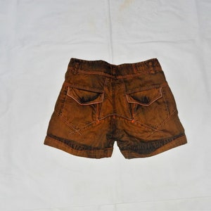 MARITHE' FRANCOIS GIRBAUD Vintage 90s/2000S Women's Fashionable Linen Carpenter Cargo checked Shorts. Label Size: 30. Brown/orange image 8