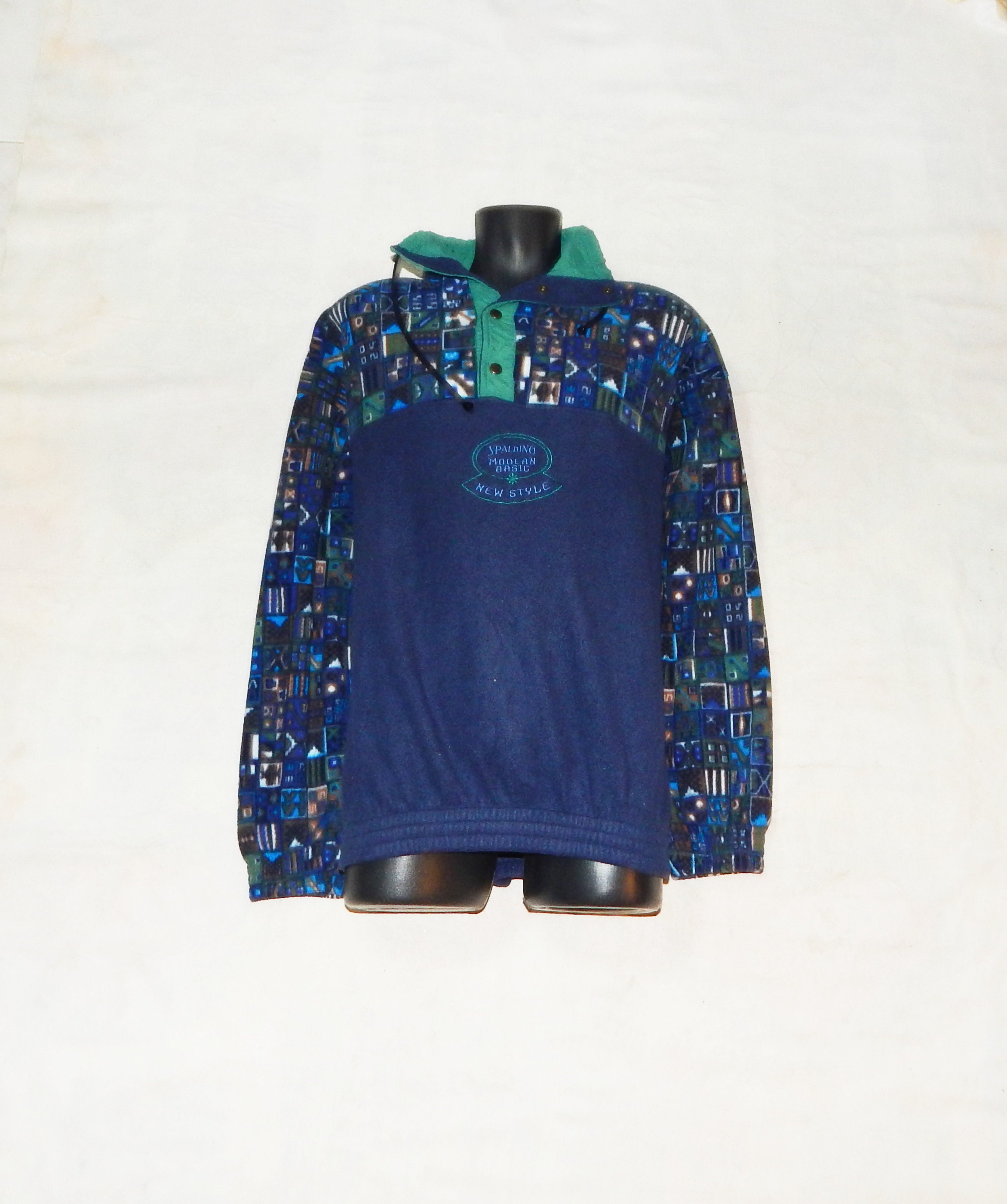 Image of Spalding Italia Rare Vtg 80S Men's Ski Thermal Fleece Jumper , Sz xl/52It, 40/42Uk. Blue