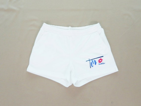 Lotto, LOTTO Vintage 80s to 90 Becker Collection Excellent Adults' Tennis Shorts. Label Size M. White