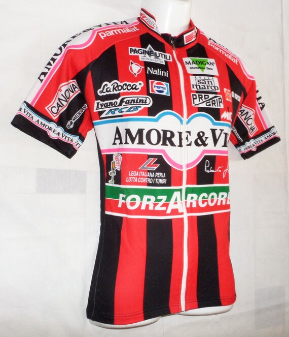 Amore & Vita Milano - équipe Fanini, Milano Vita - Sanremo 1996s Rare Vintage à manches courtes vélo Jersey,Sz.4 - L, par Jean 63c21f Amore & Vita Milano - équipe Fanini, Milano Vita - Sanremo 1996s Rare Vintage à manches courtes vélo Jersey,Sz.4 - L, par Jean 63c21f