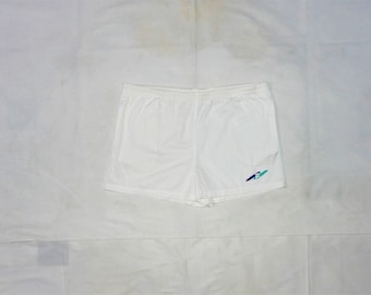 FILA Becker Vintage 90s Adults' Retro Tennis Cotton Made in Italy Shorts, Label Size IT 54, D 54, Uk 38, US 38. White
