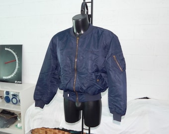 LEVIS Vintage 80s Adults' Bomber Fly Jacket. Label Size: M. Blue/Orange