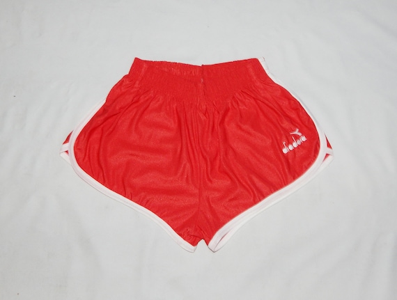 Diadora, Diadora Vintage 80s Made in Italy Rare New with tags Adults' Running Red Short Shorts. Size III, M/L. Red /White