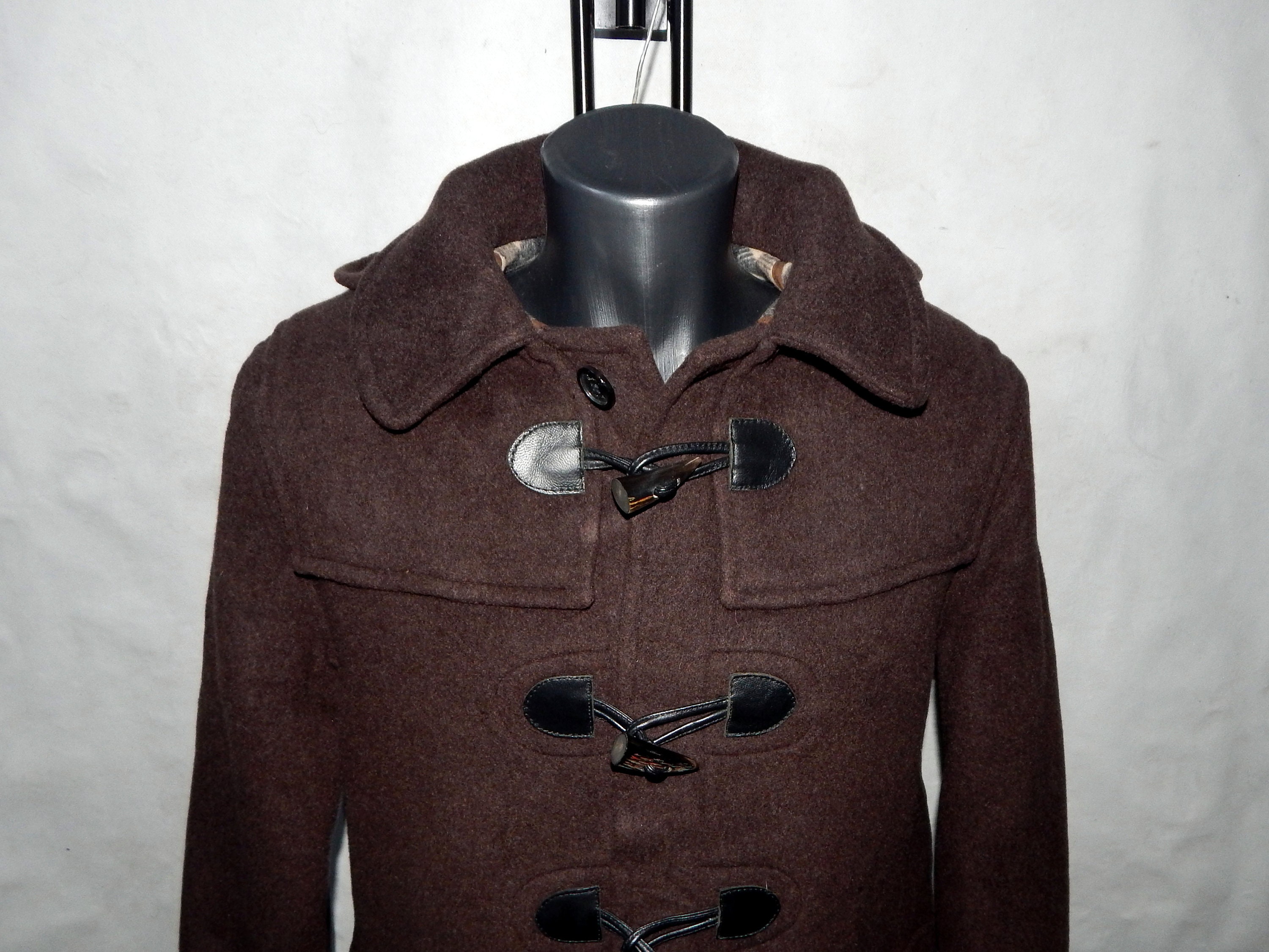 Burberry Men's Vintage Wool Brown Coat. Label Size -
