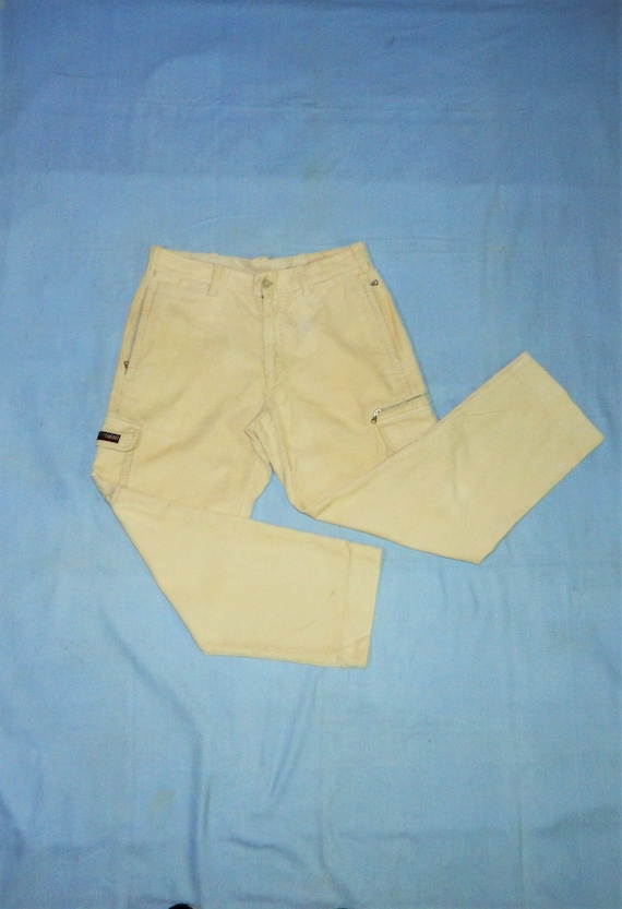 Napapijri, NAPAPIJRI Vintage 2000s Cargo corduroy Men's Trousers Pants Label Size: 48It, 23Us/Uk. Beige