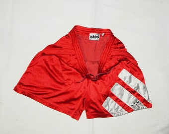 Short Vintage Adidas Années 90, Style AS Monaco, Rouge, Taille 40, état Moyen