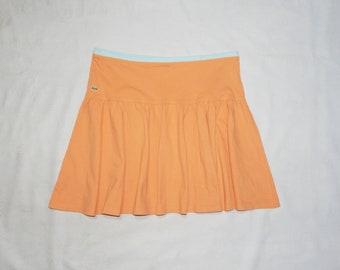 LACOSTE France Rare Vintage 90s Women's Tennis Pique' Cotton Skirt. Label Size 42F, 14UK, 12US, (Round Waist 36"). Apricot/Light Green