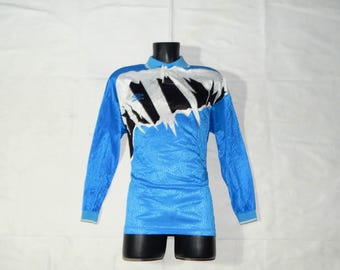 Vintage 80 90's Umbro Men SHINY Blue Argyle Satin Soccer Jersey