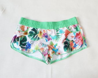 RIP CURL Vintage 90er/2000er Jahre Damen Beachwear Sport Shorts. Etikettengröße: M. Grün/Bunt