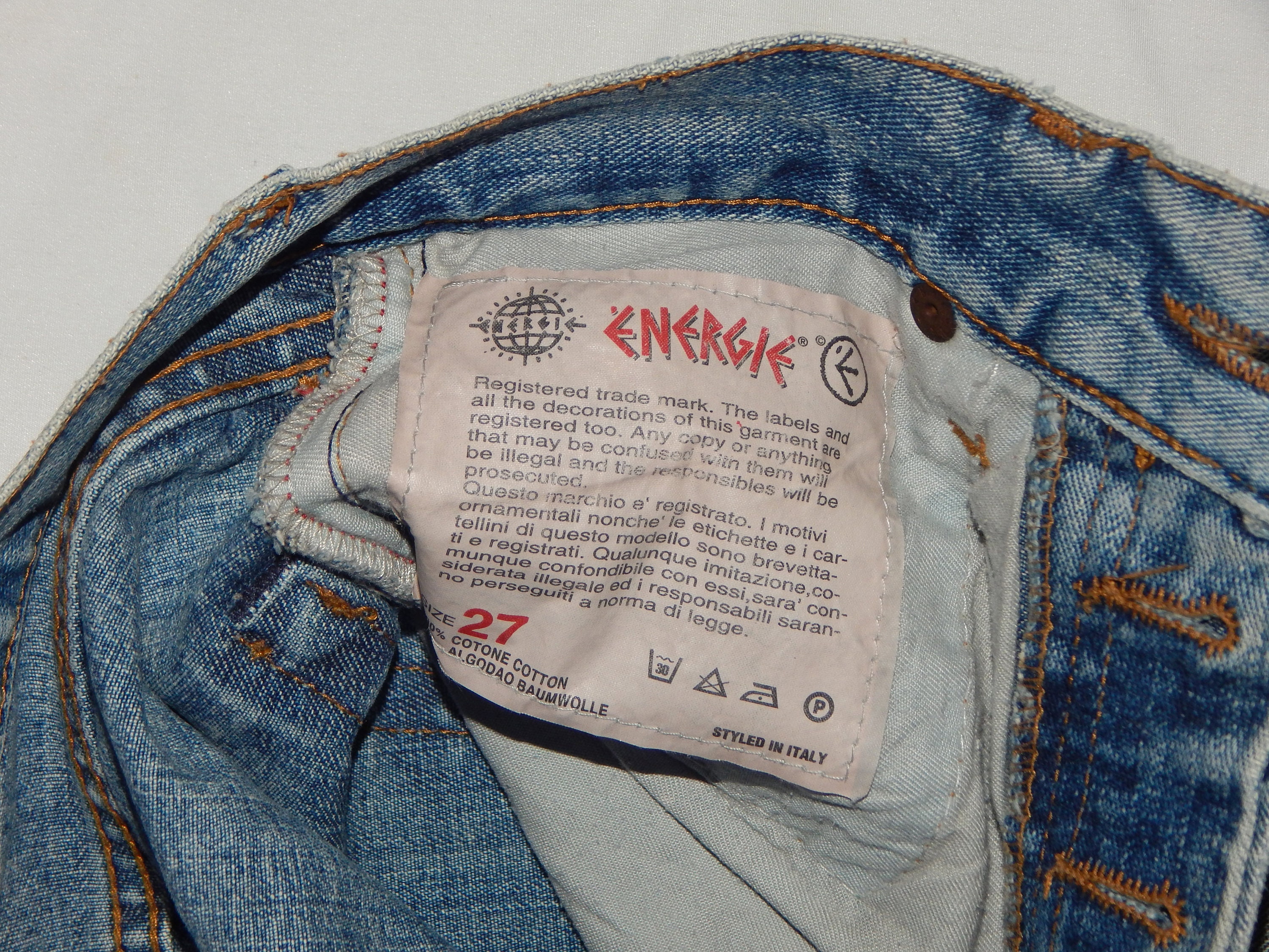 ENERGY Vintage 90s/2000s Italy Amazing Rare Men's Denim Blue