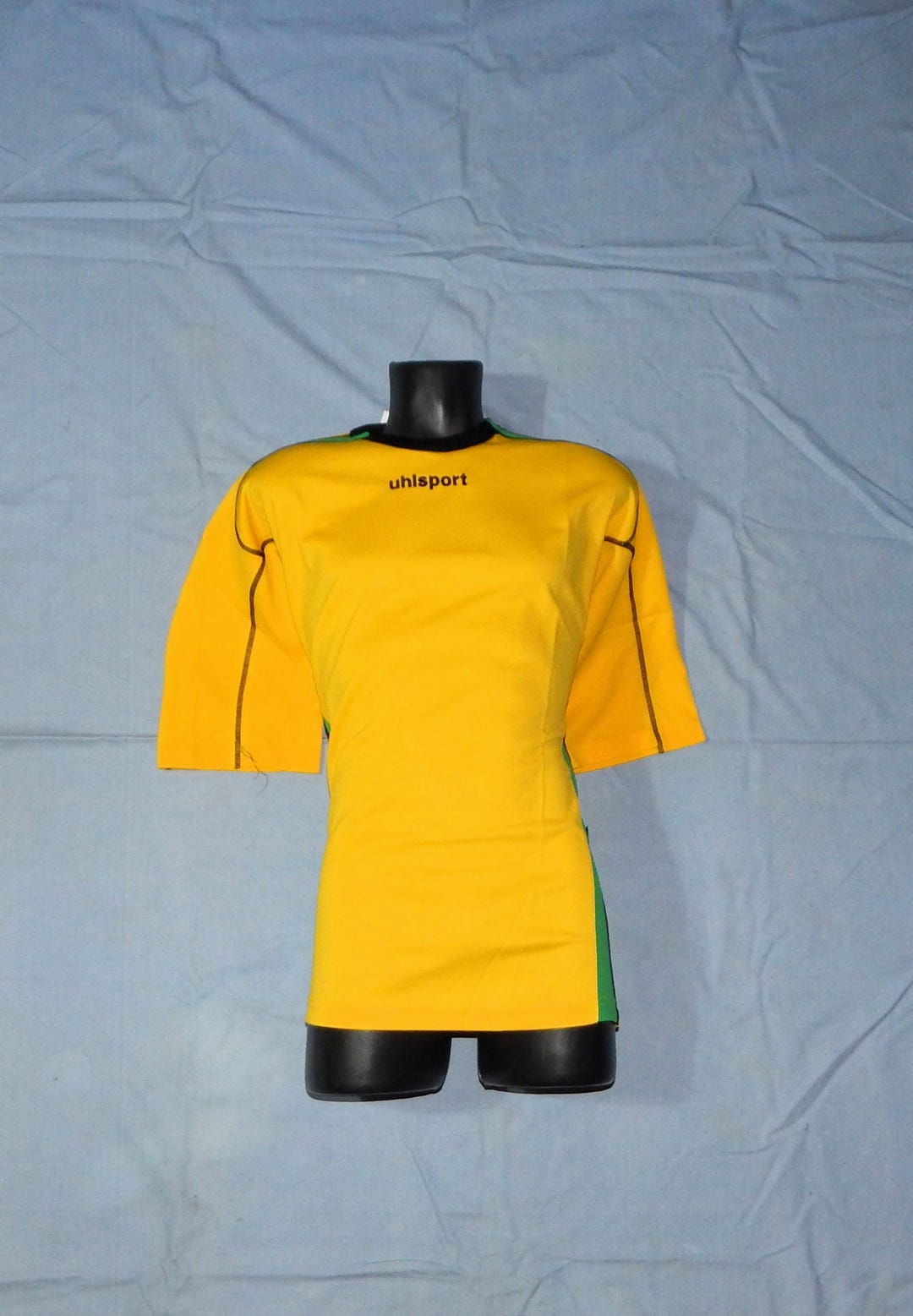Maillot goal LA GARENNE COLOMBES porté n°1 UHLSPORT jaune vintage shirt maglia
