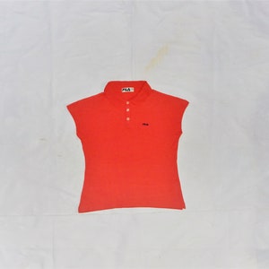 FILA Vintage 90s/2000s Women&#39;s Tennis Short Sleeves Cotton sleeveless Polo. Label Size It 42, D 36, Us 6, Rose Gold