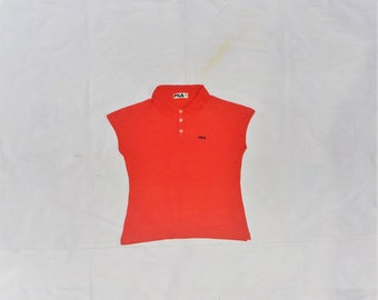FILA Vintage 90s/2000s Women's Tennis Short Sleeves Cotton sleeveless Polo. Label Size It 42, D 36, Us 6, Rose Gold