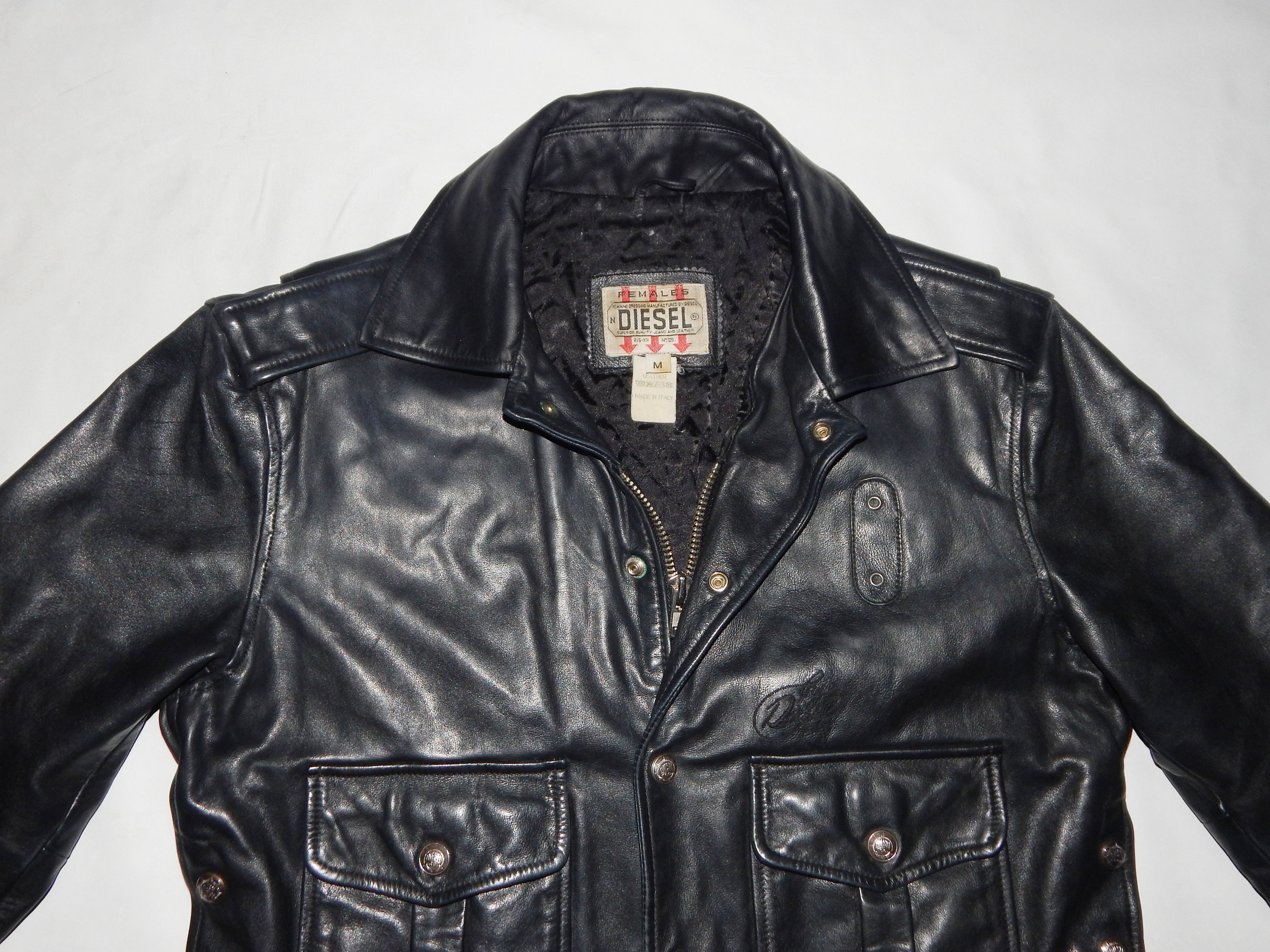 Diesel vintage mujeres chaqueta de cuero real - Etsy México