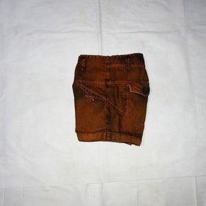 MARITHE' FRANCOIS GIRBAUD Vintage 90s/2000S Women's Fashionable Linen Carpenter Cargo checked Shorts. Label Size: 30. Brown/orange image 6