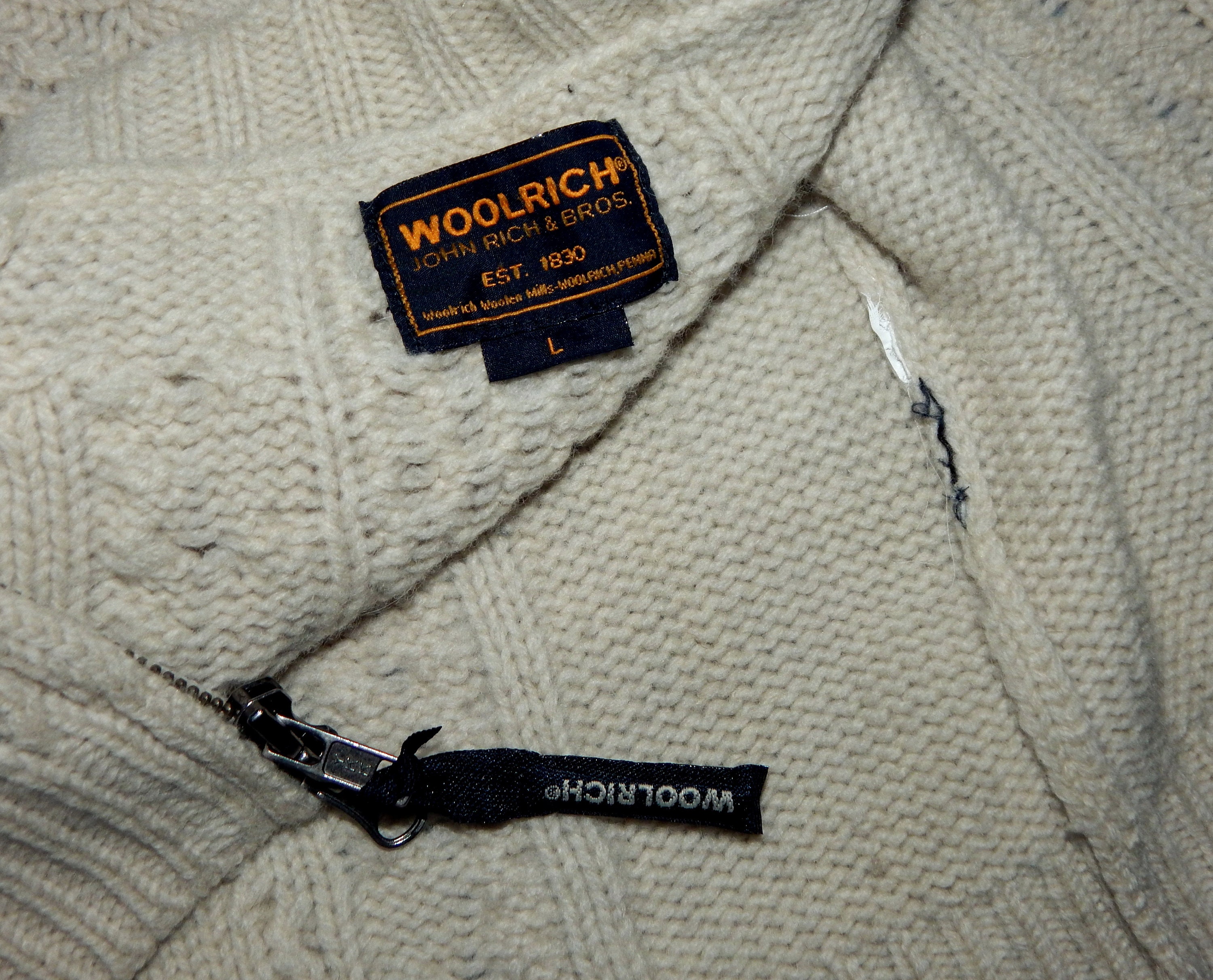 Woolrich Vintage 90s Adult's Wool Cable Knit Sweater Zipper