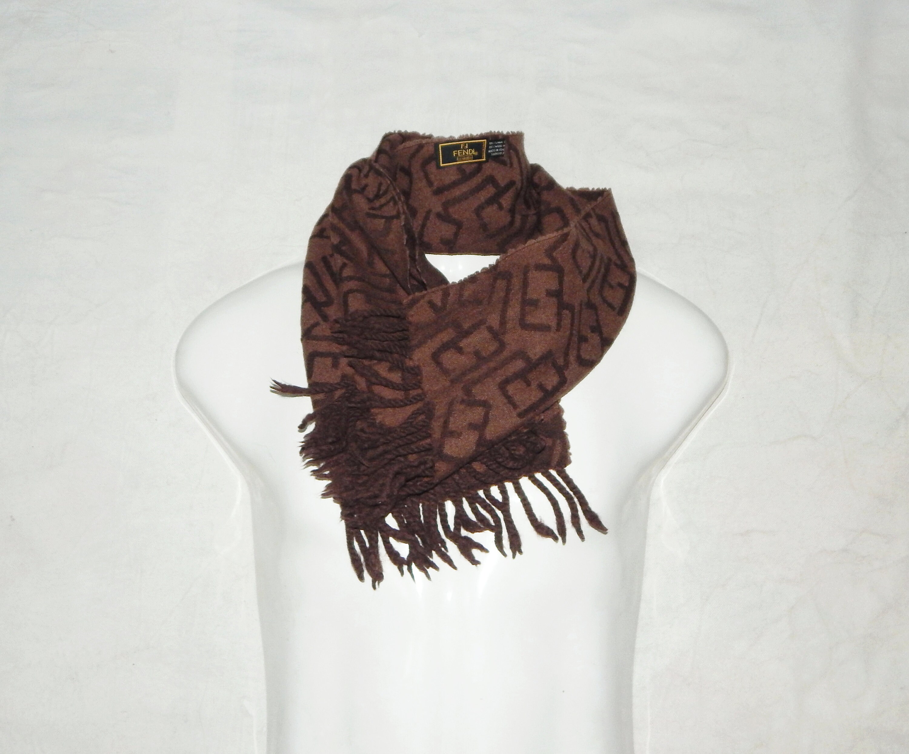 FENDI Vintage 70/80s Rare Excellent Beige and Brown Zucca Pattern