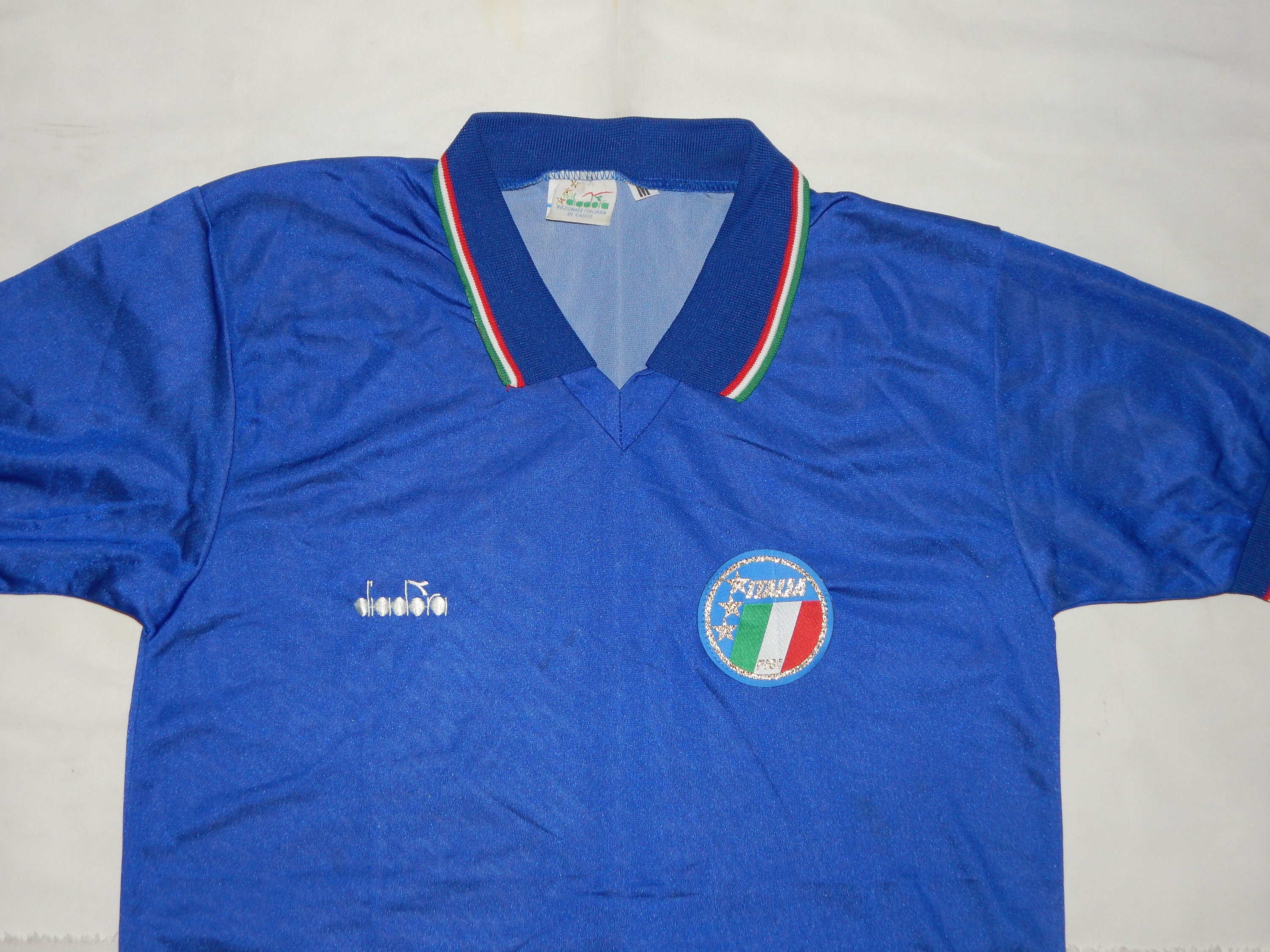 Maillot Italie Années 80 Diadora Originale LANETTA Taille L Occasion - Maillot Vintage FIGC