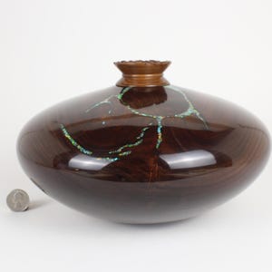 Handmade Black Walnut Memorial Urn with Opal Inlay - Large