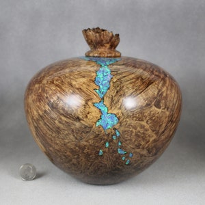 Large Urn (216 Cu. In.) Handmade Stabilized Maple Exquisite Burl Handcrafted Inlay Artistic Urn Beautiful Celebration of Life Memorial