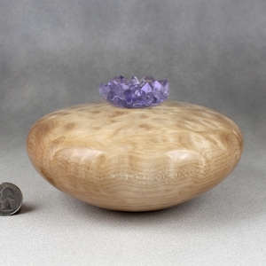 Handmade Quilted Maple Small Urn with Crystal Cluster Lid