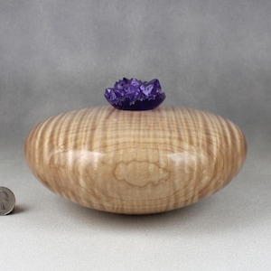 Handmade Curly Maple Small Urn with Crystal Cluster Lid