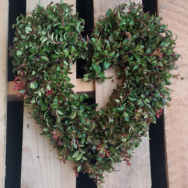 Red Huckleberry wreath, Western Greens, Wedding Wreath, Valentines day, Heart Shaped, Real Plant.