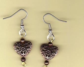 Copper Heart Earrings | Etsy