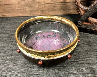 Industriële kom, unieke aardewerken kom, handgemaakte keramische kom