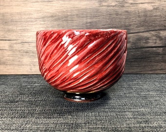 Keramische soepkom, paarse aardewerkkom, stenen kom