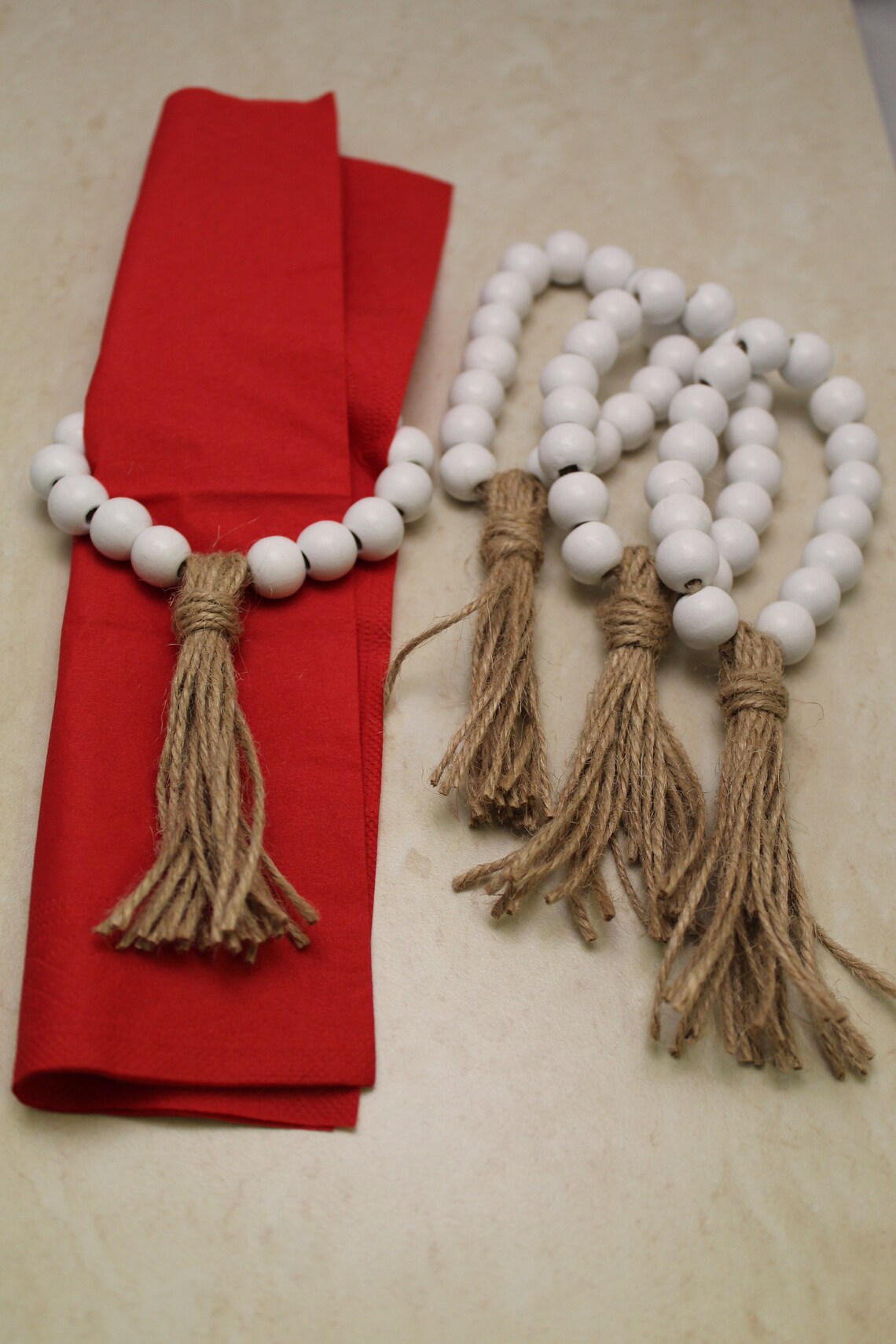 4 Rustic Napkin Rings. Wooden Bead Napkin Ring. Handmade Etsy UK