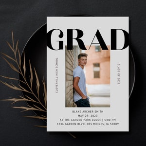 Graduation Invitation 2022 Template, Modern Graduation Announcement, Senior Graduation Party, Boys Graduation Party Invite, Guys Grad Invite